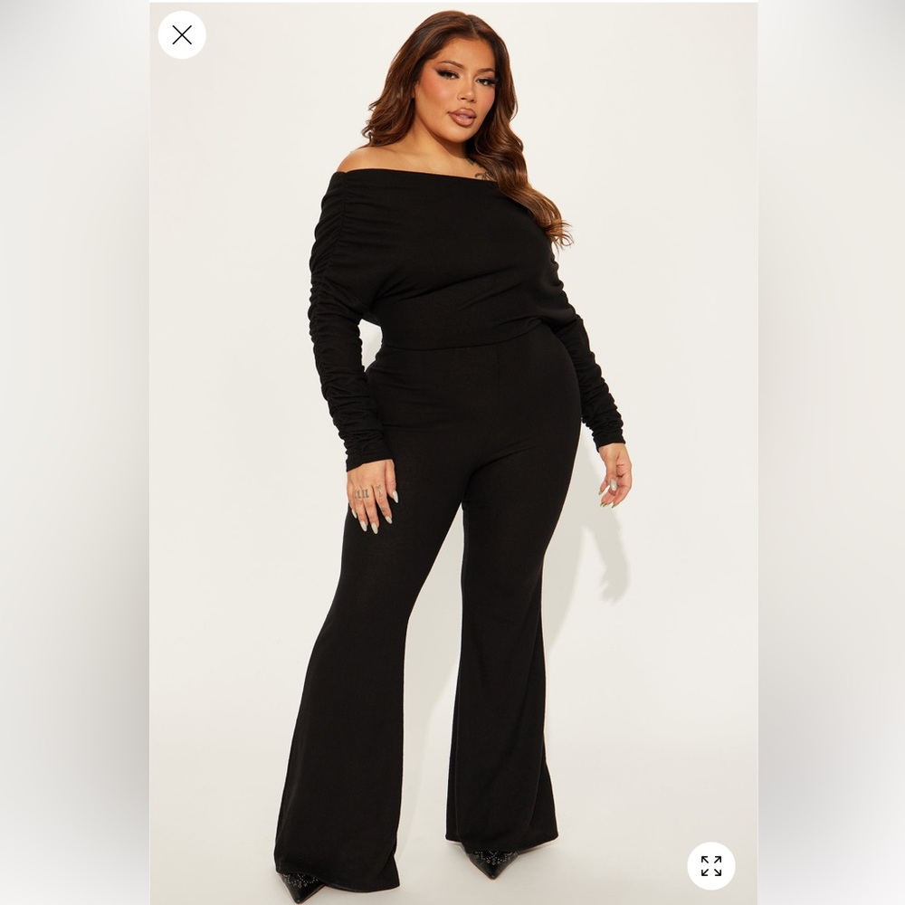 Yasmine Off Shoulder Sweater Jumpsuit - Black - Picture 5 of 7